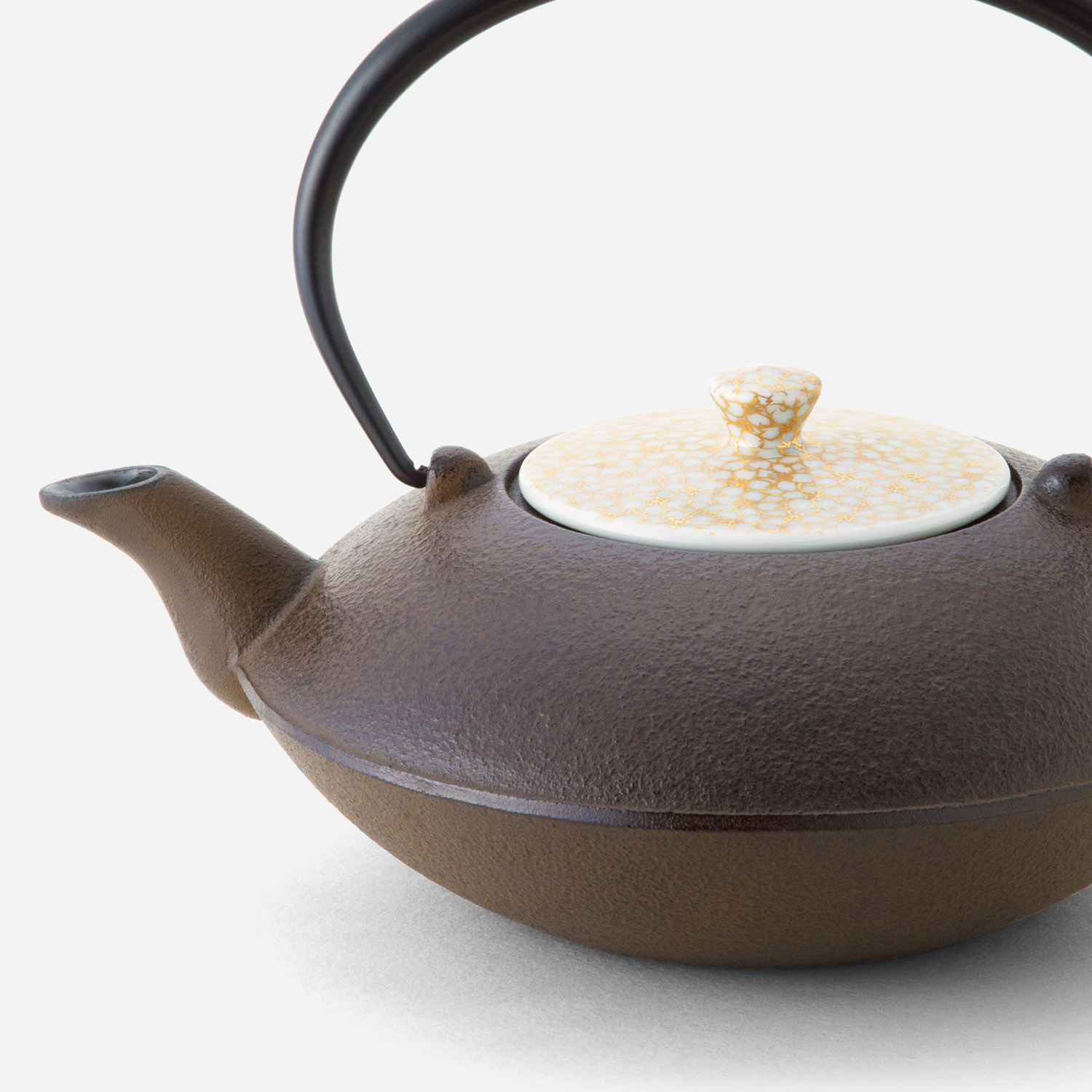 鉄瓶急須 ・茶 金彩桜詰 大 | 西川貞三郎商店