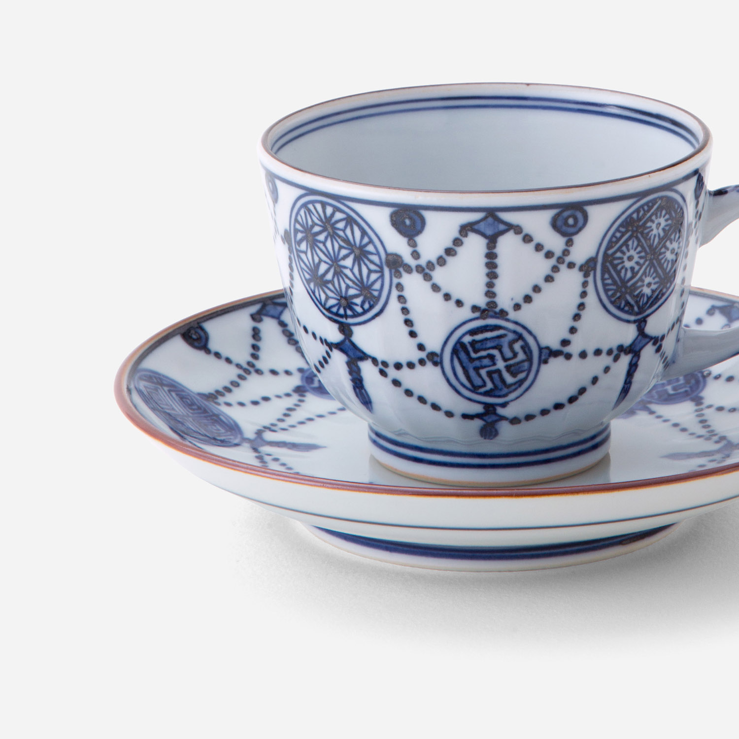 珈琲碗皿 珈琲碗皿 染付瓔珞紋 | 西川貞三郎商店